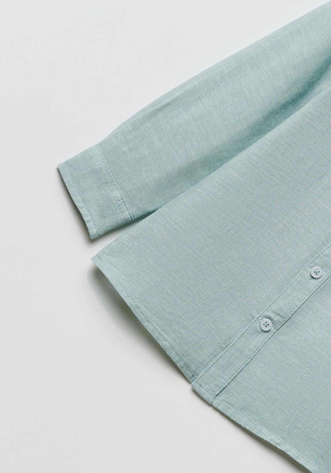 Sfera Cotton-Linen Shirt - Green 2 Shaws Department Stores