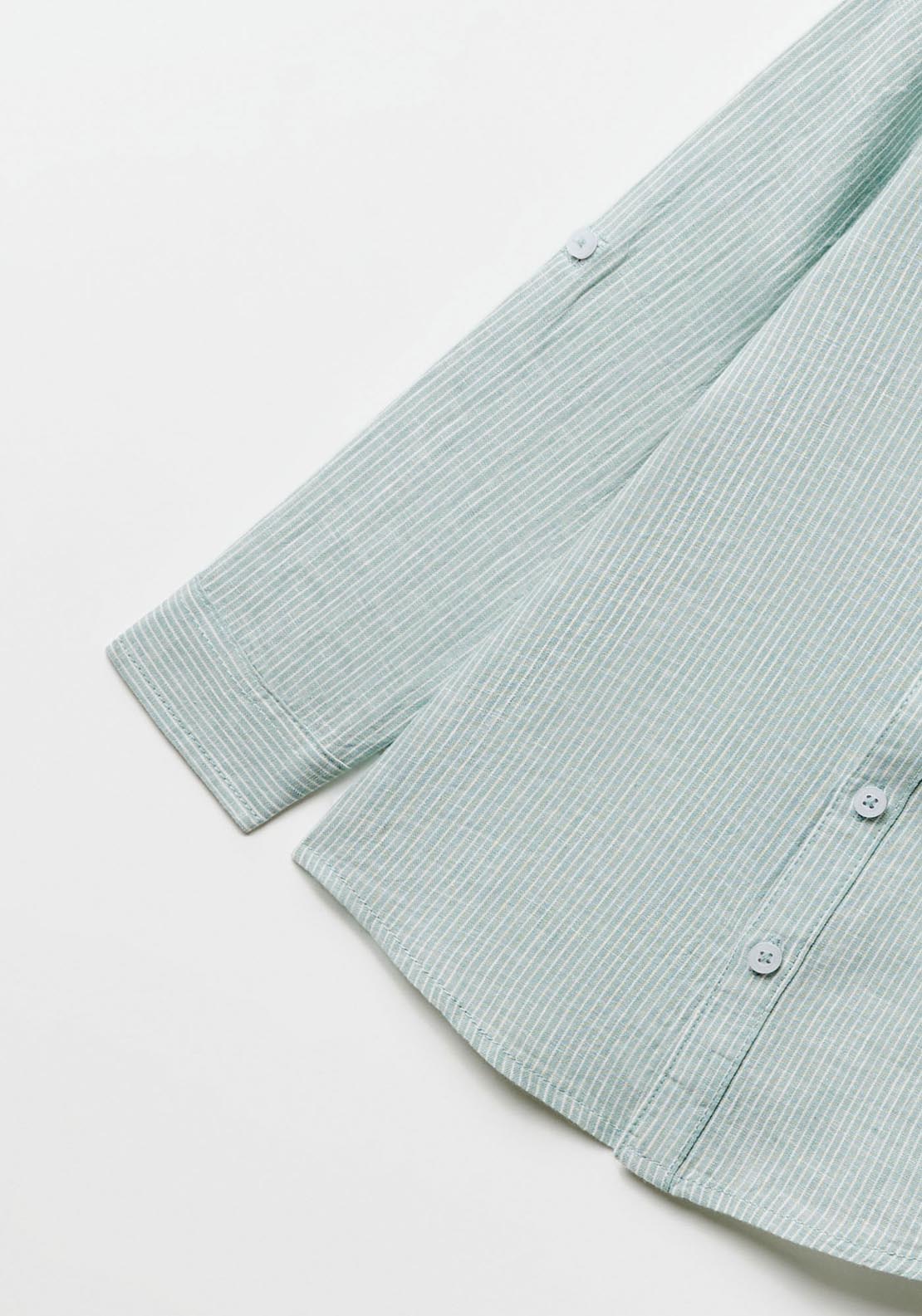 Sfera Linen Shirt - Green 3 Shaws Department Stores
