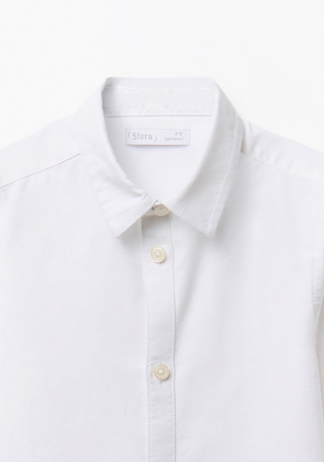 Sfera Plain Oxford Shirt with Pointed Collar - White 2 Shaws Department Stores