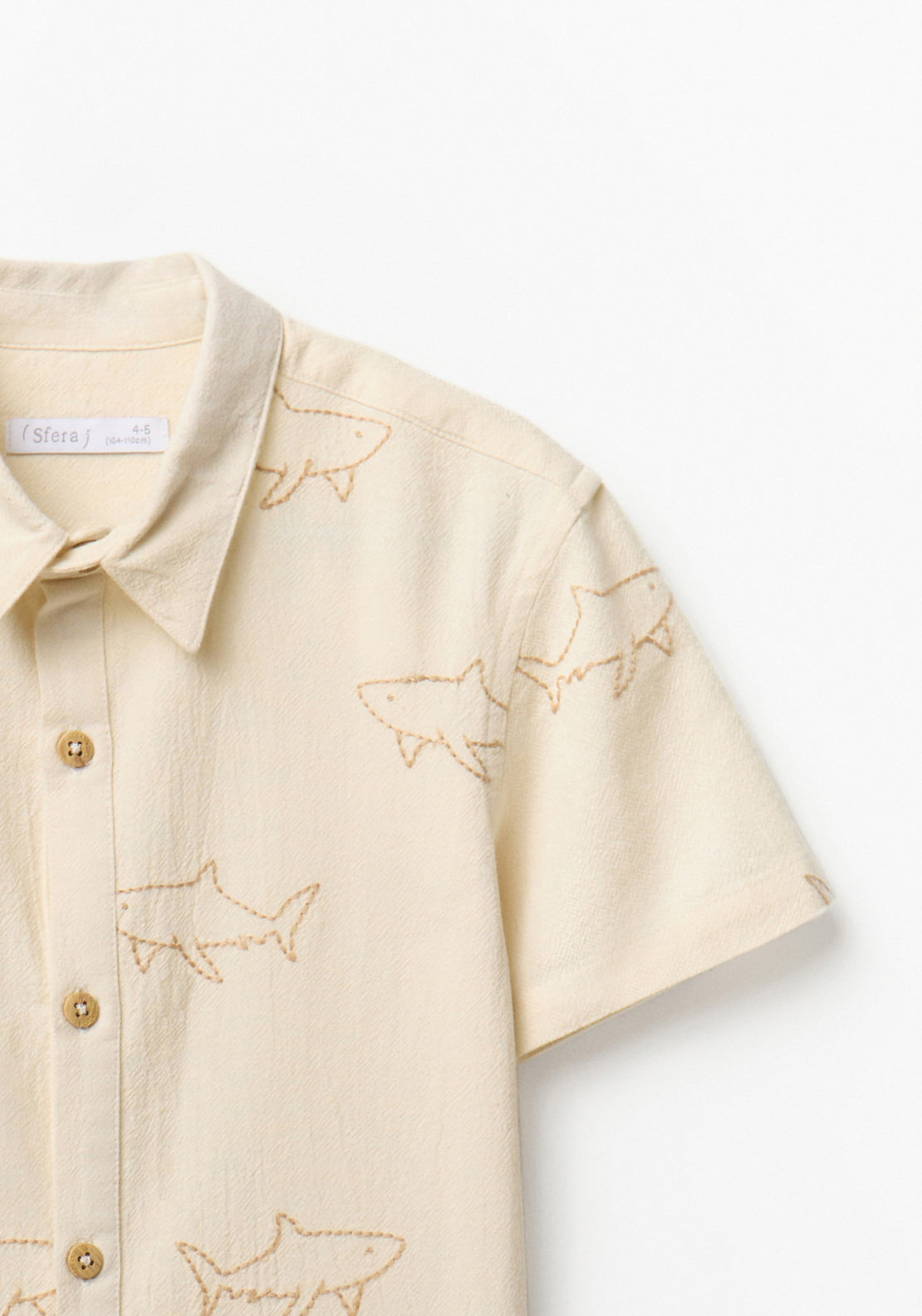 Shark Embroidered Shirt - White