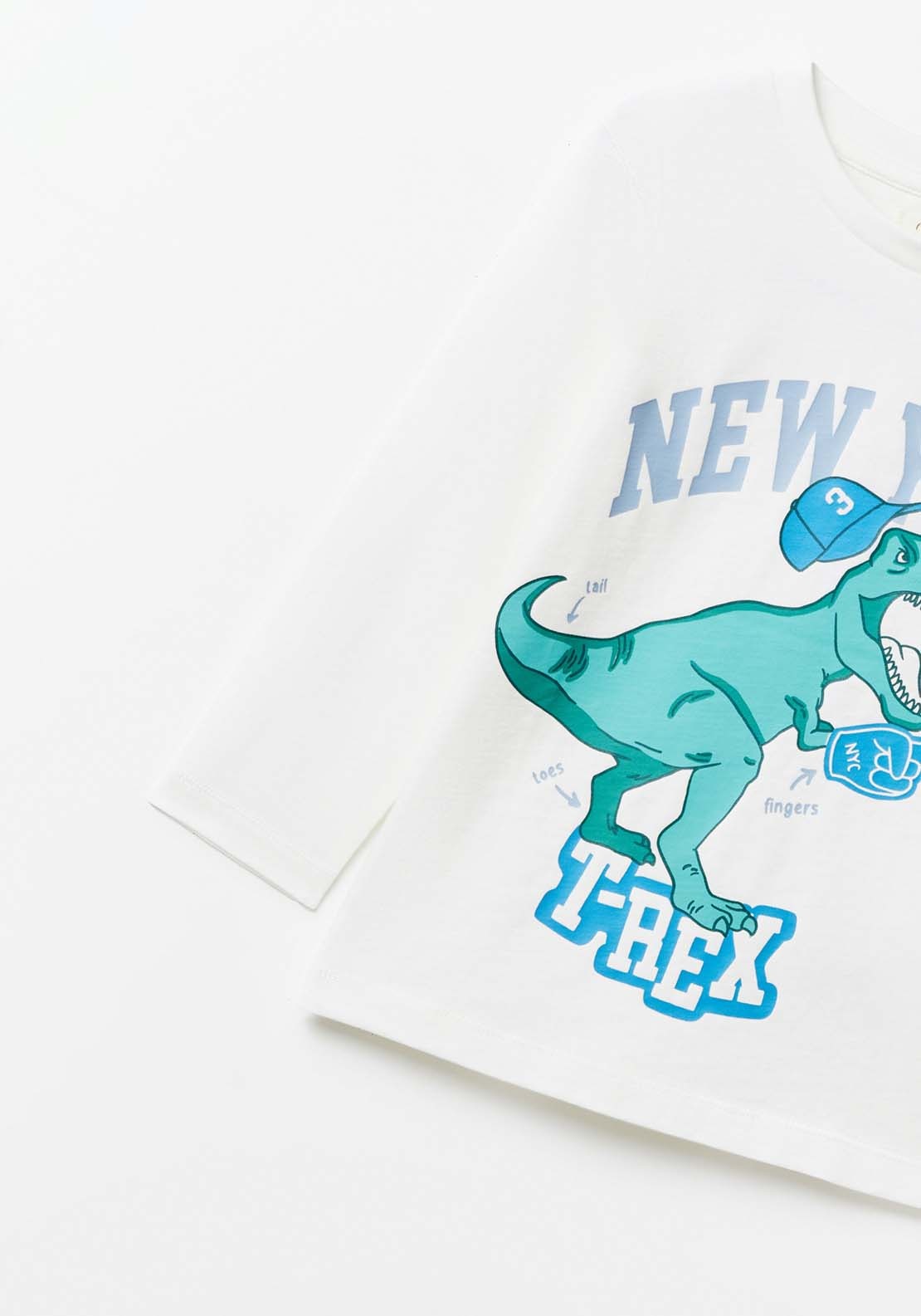 Sfera Boy Long Sleeve New York Trex Tshirt - White 3 Shaws Department Stores