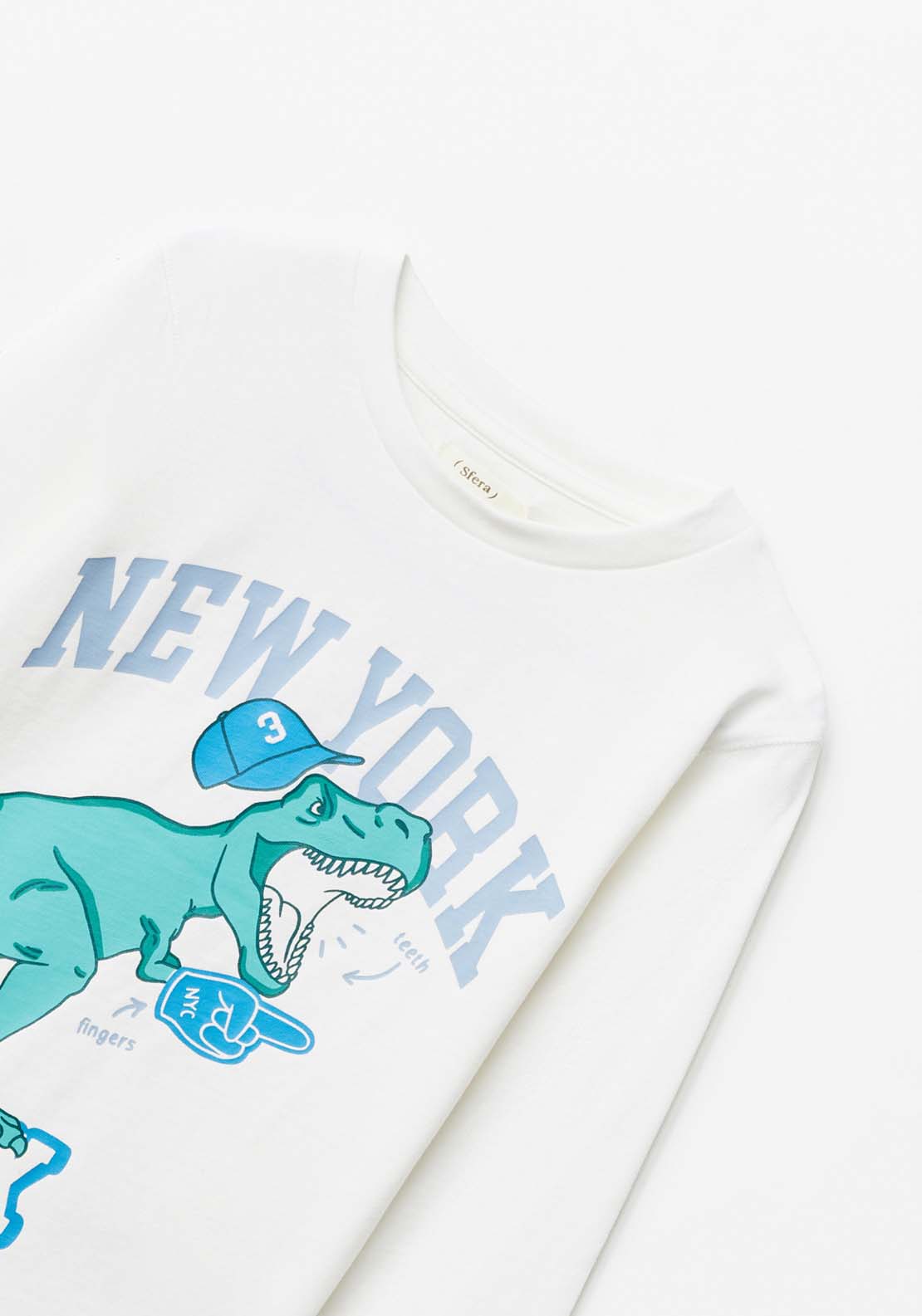 Sfera Boy Long Sleeve New York Trex Tshirt - White 2 Shaws Department Stores