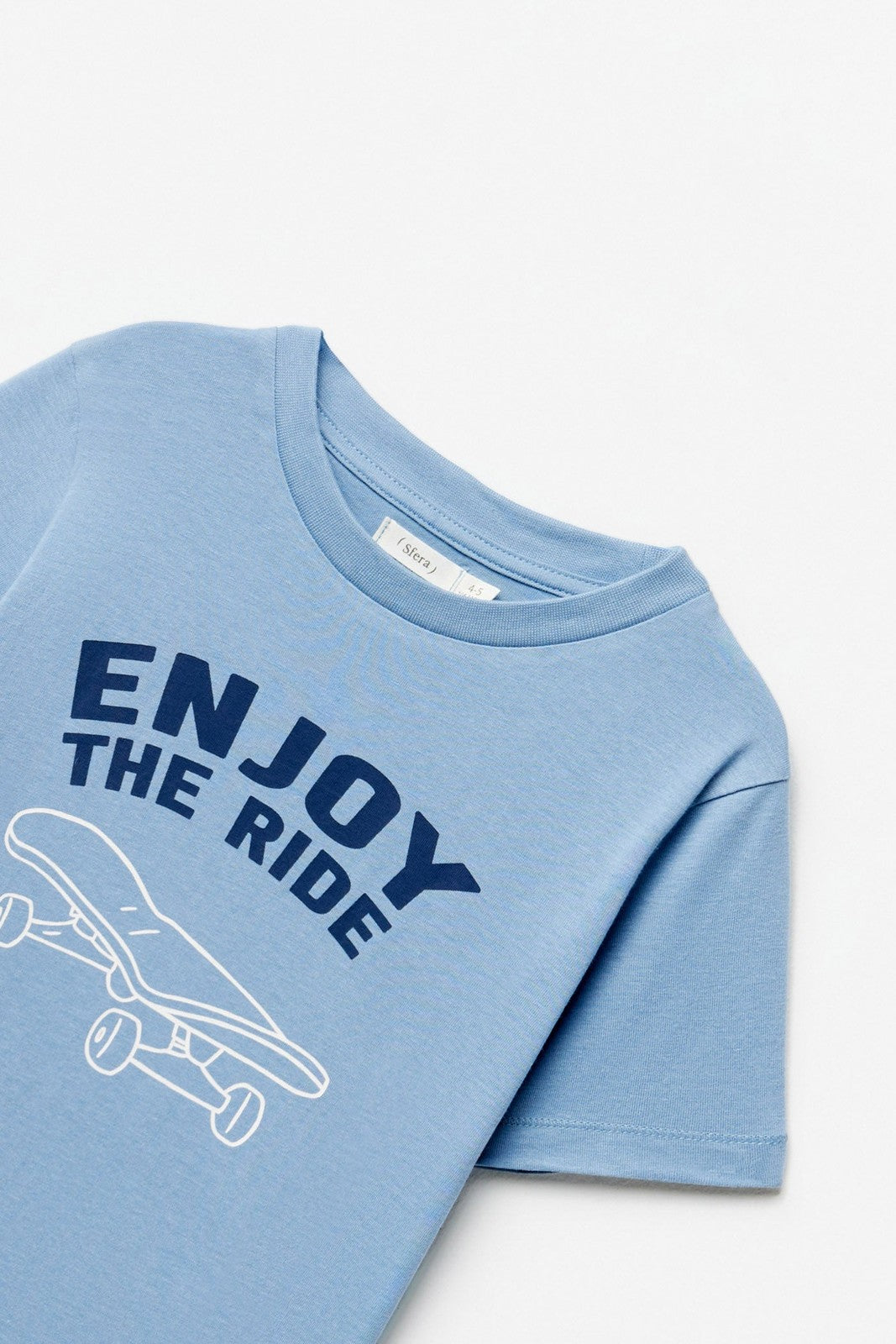 Sfera Printed short-sleeved T-shirt - Blue 3 Shaws Department Stores