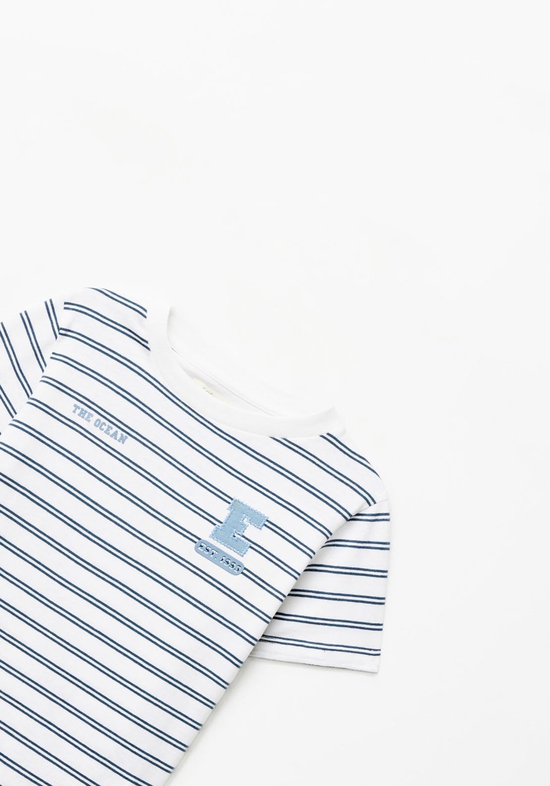 Sfera Patch Striped T-Shirt - White 2 Shaws Department Stores