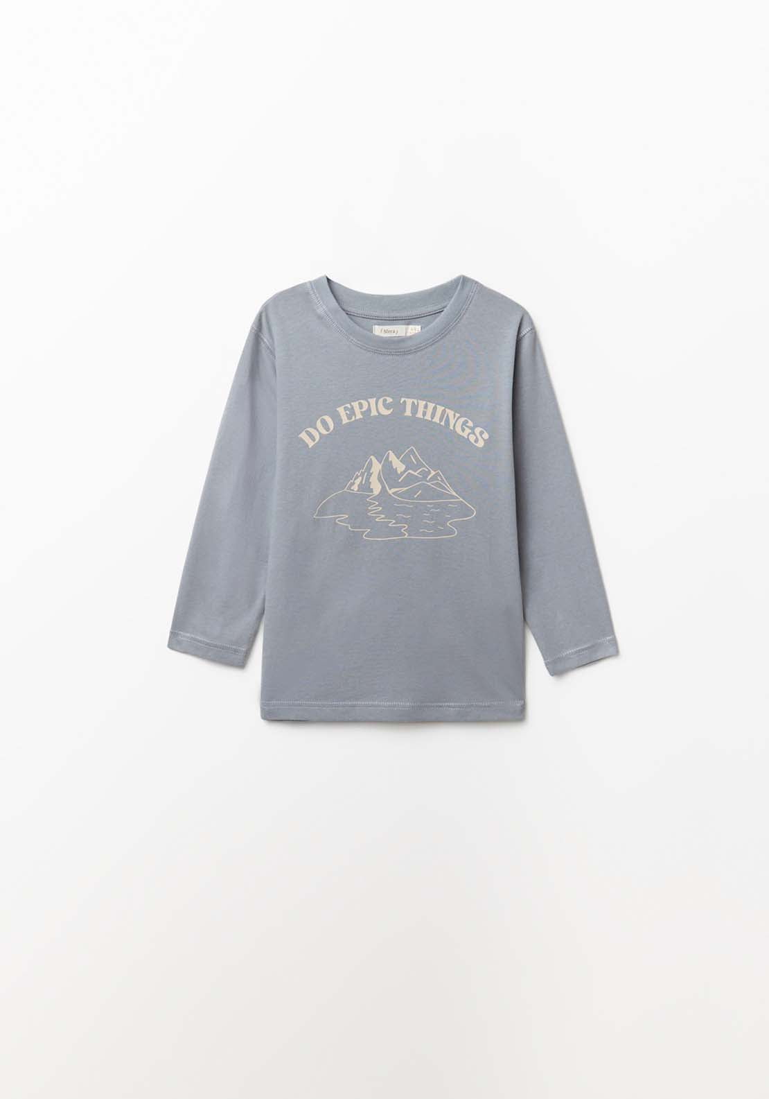 Basic Print T-Shirt - Blue