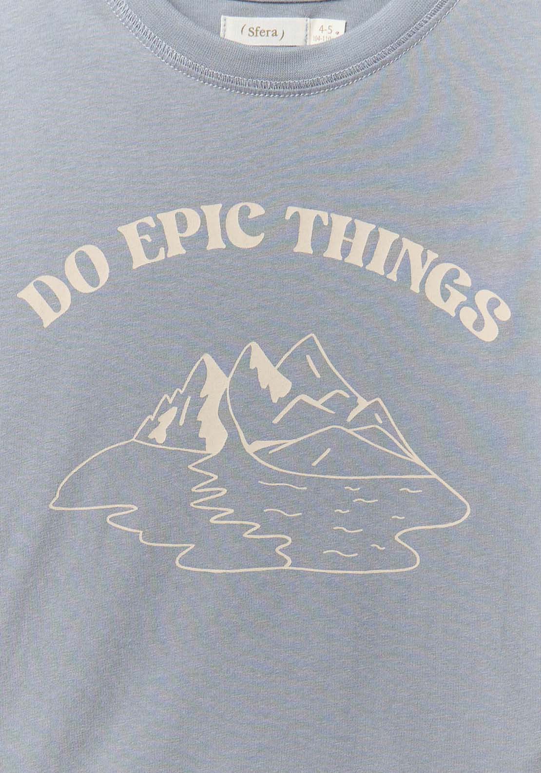 Basic Print T-Shirt - Blue