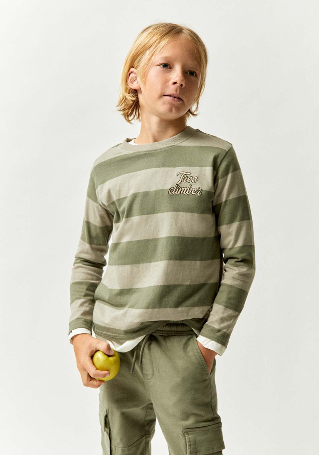 Striped Embroidered T-Shirt - Green