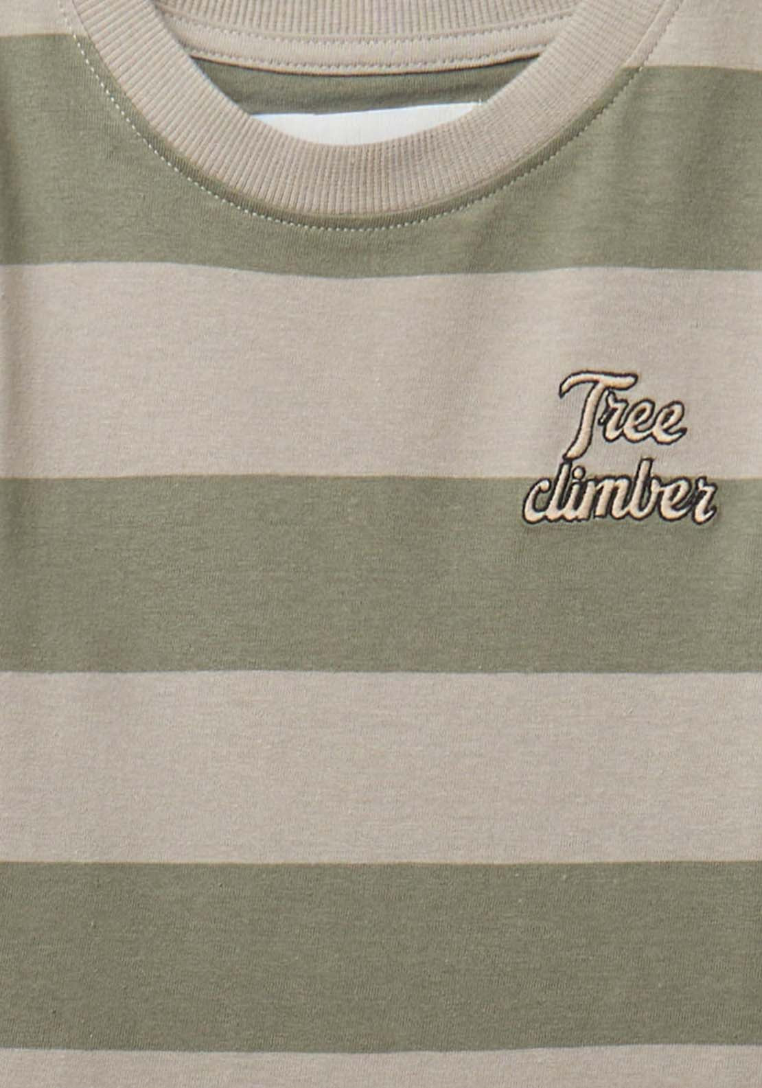 Striped Embroidered T-Shirt - Green