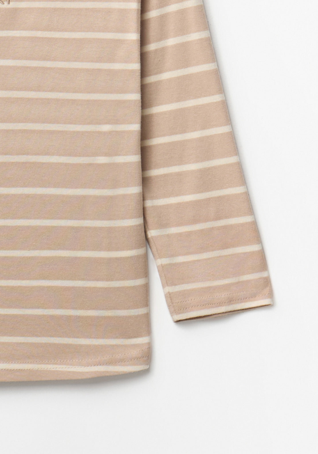 Long Sleeve Striped T-shirt - Beige