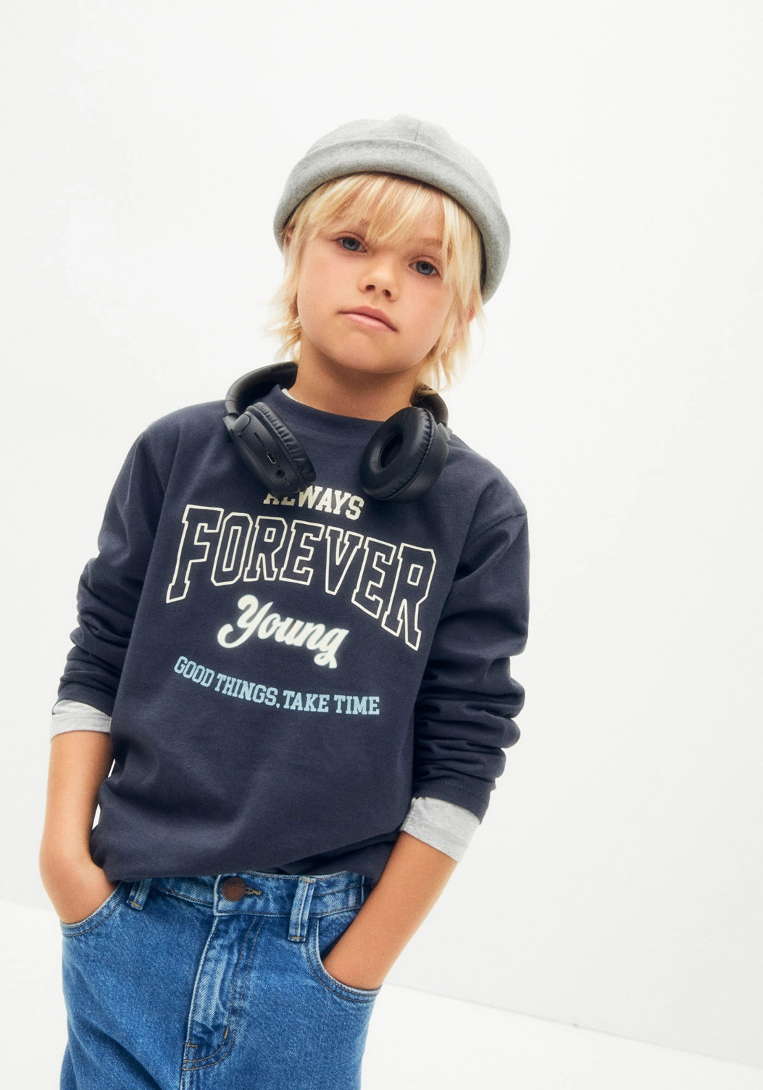 Printed Long Sleeve T-Shirt - Blue