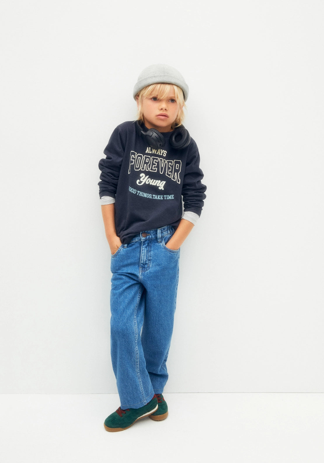 Printed Long Sleeve T-Shirt - Blue