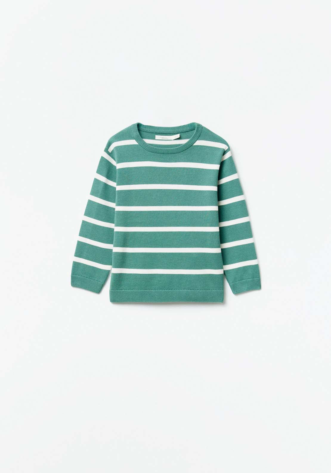 Sfera Stripes basic sweater - Green 1 Shaws Department Stores