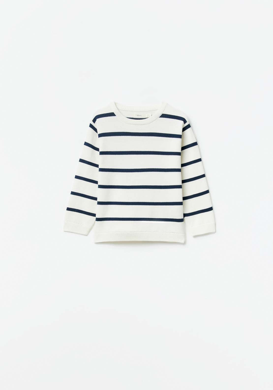 Sfera Stripes basic sweater - Navy 6 Shaws Department Stores