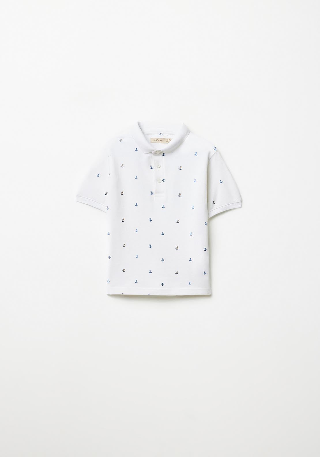 Sfera Anchor print polo shirt - White 3 Shaws Department Stores