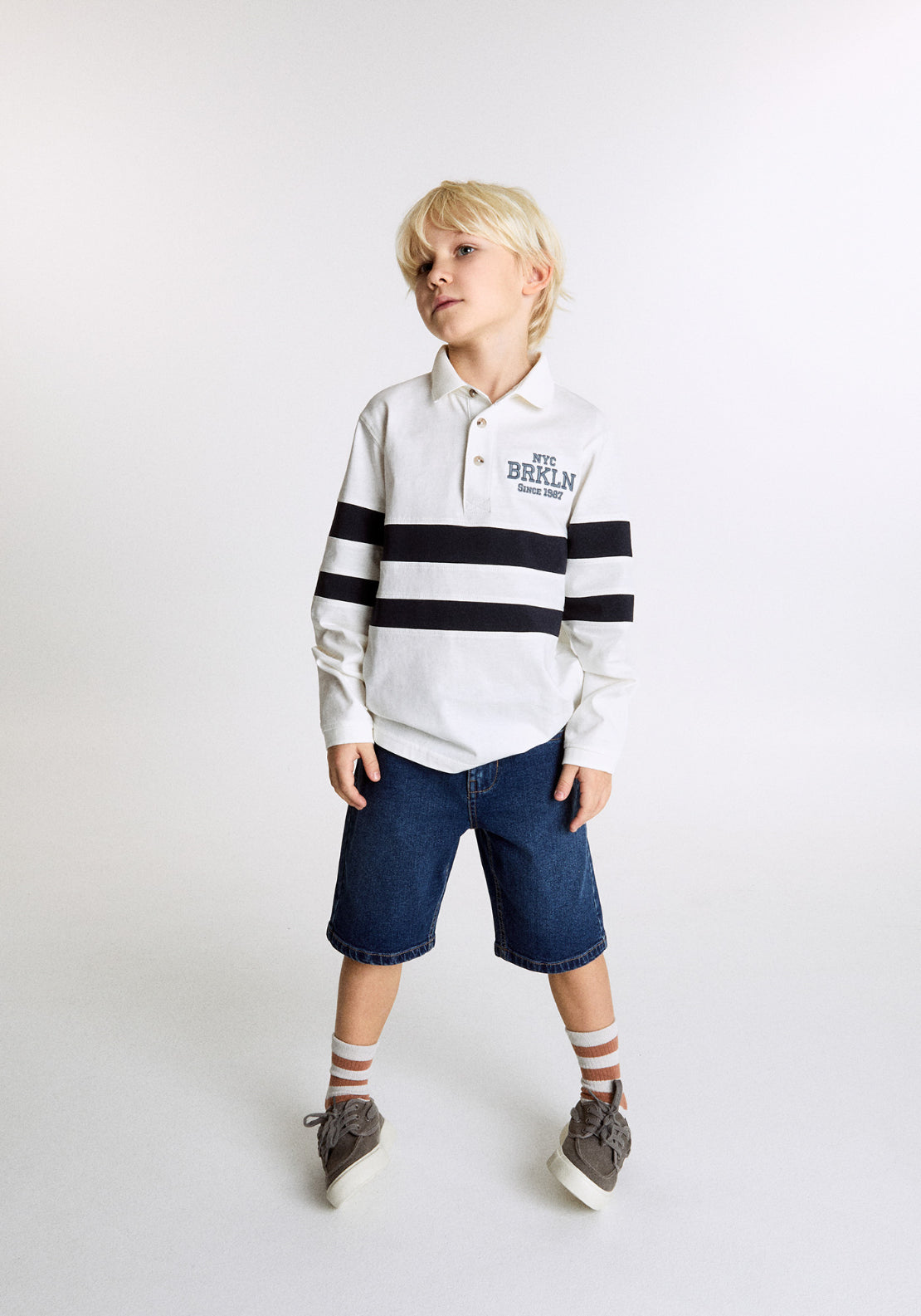Contrast Stripes Polo Shirt - White