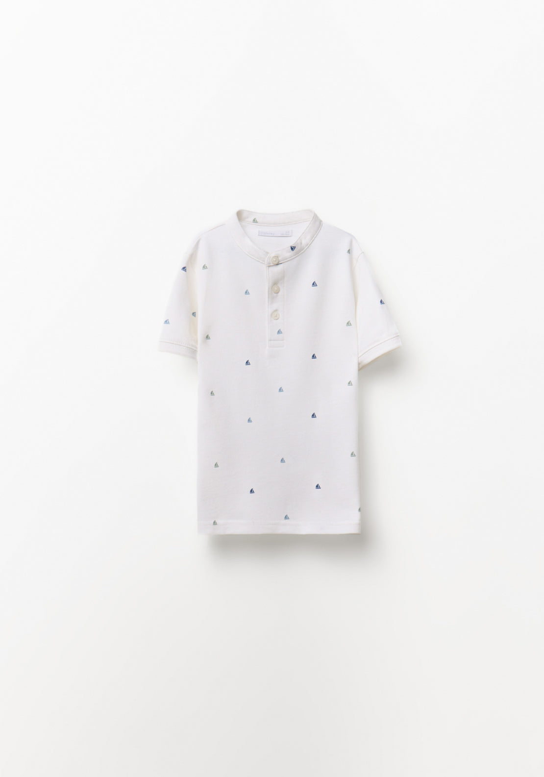 Sfera Printed Sails Polo Shirt - White 1 Shaws Department Stores