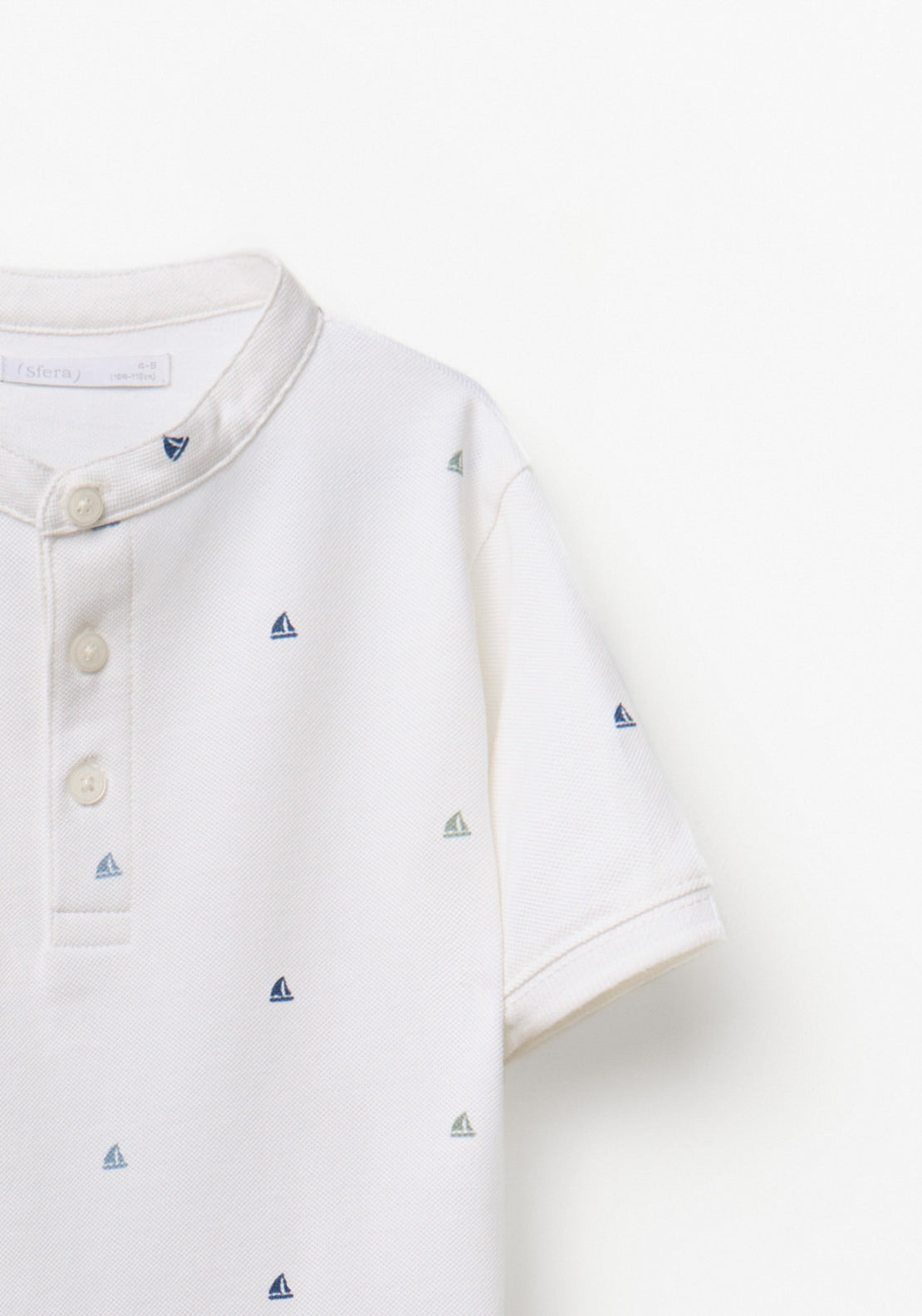 Sfera Printed Sails Polo Shirt - White 3 Shaws Department Stores
