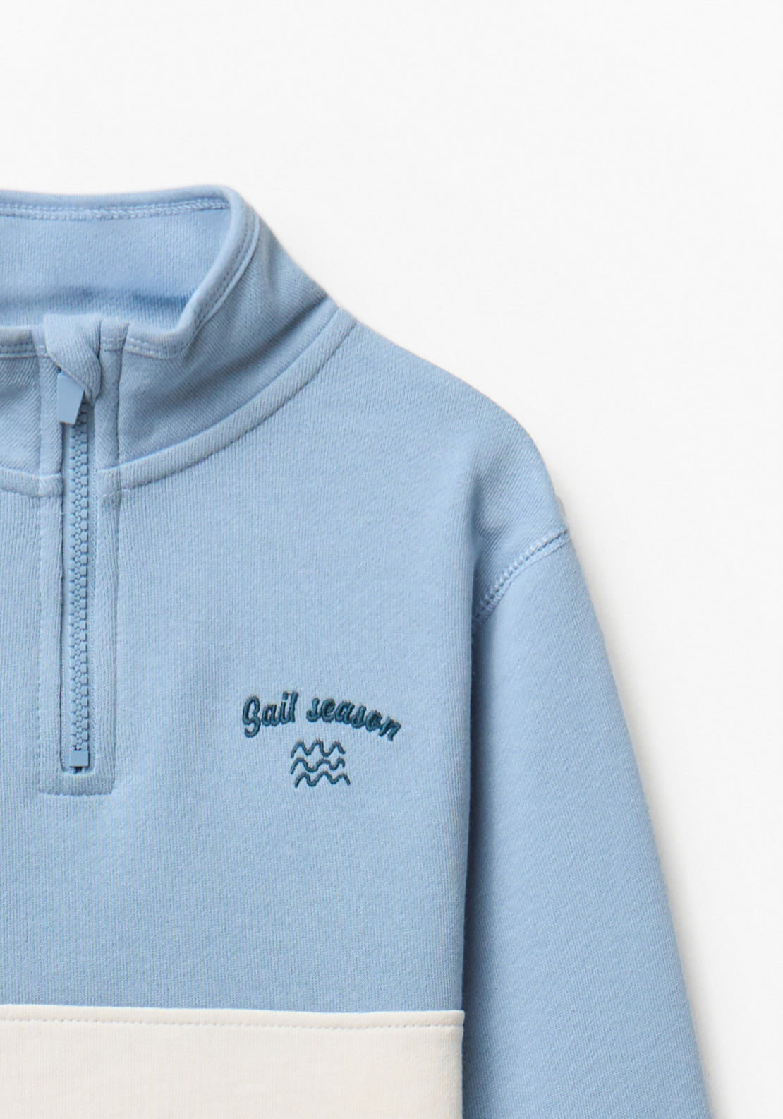 1/4 Zip Two Tone Sweatshirt - Blue