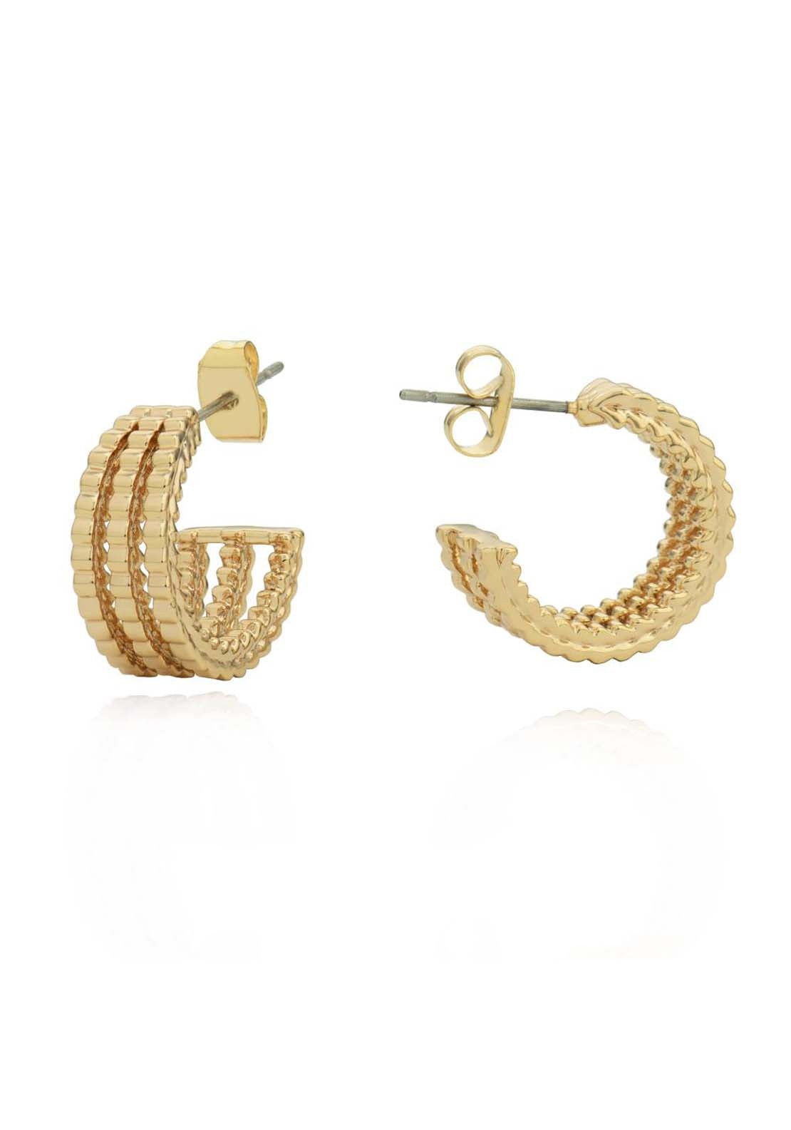 Tipperary Jewellery Triple Hoop Earrings - Rose Gold 1 Shaws Department Stores