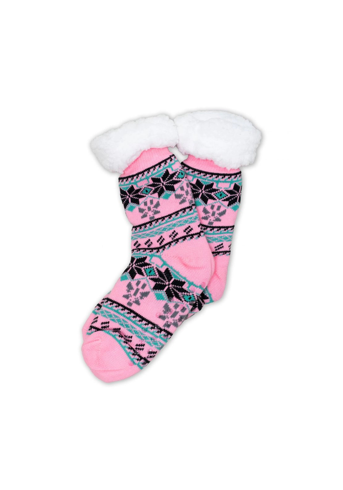 Passion Accessories Fair Isle Snuggle Socks - Snowflake Pink 1 Shaws Department Stores