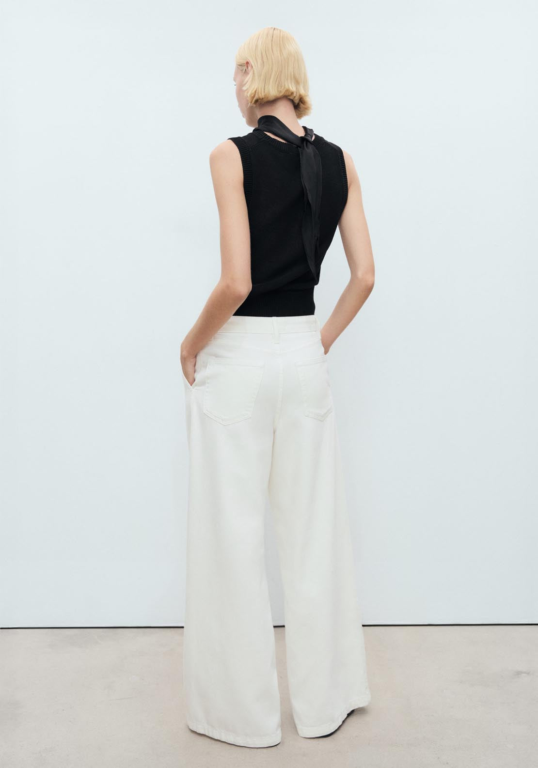 Mango Wide Leg Pleated Jeans - Beige 3 Shaws Department Stores