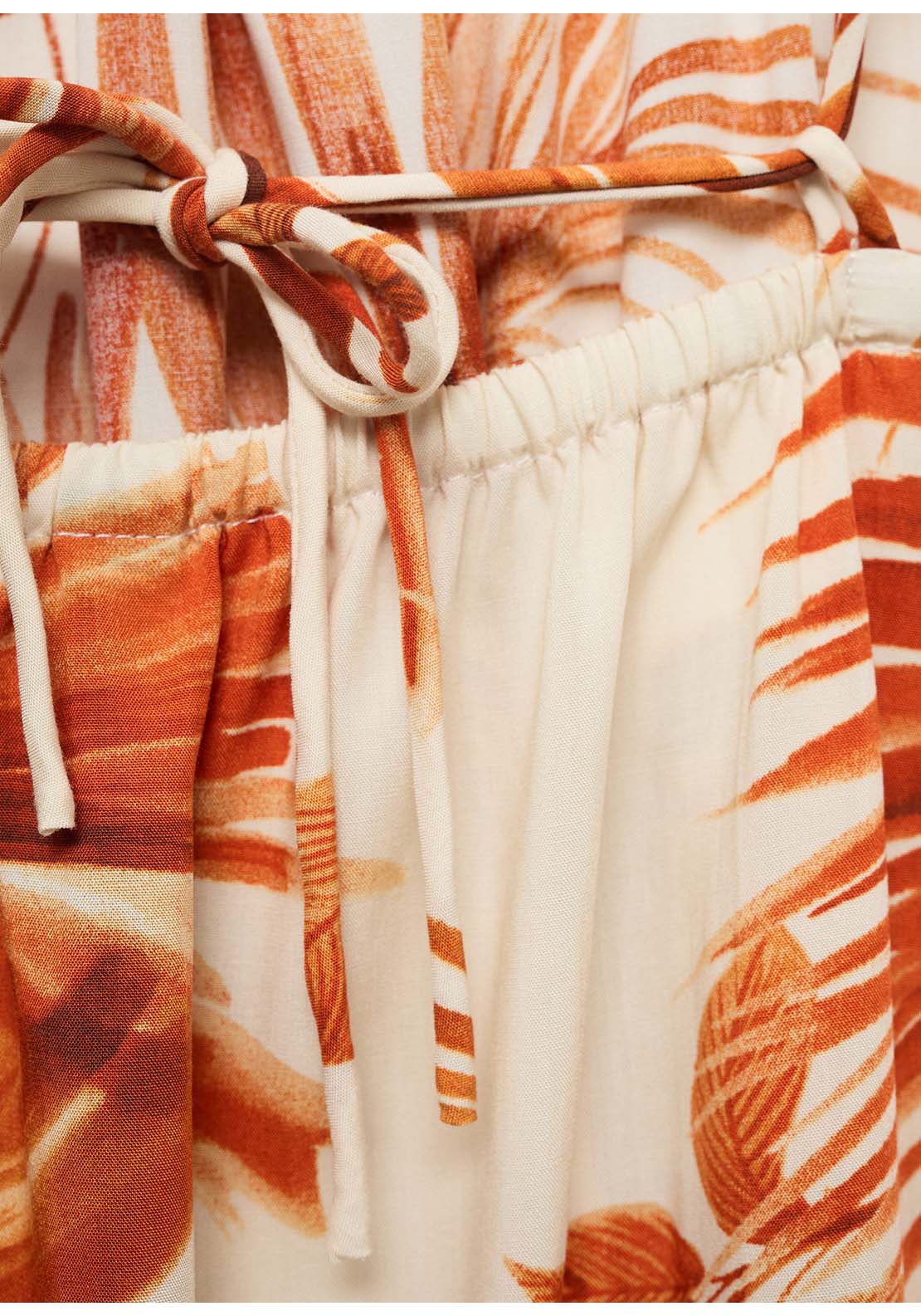Palm Tree Print Halter Dress - Brown
