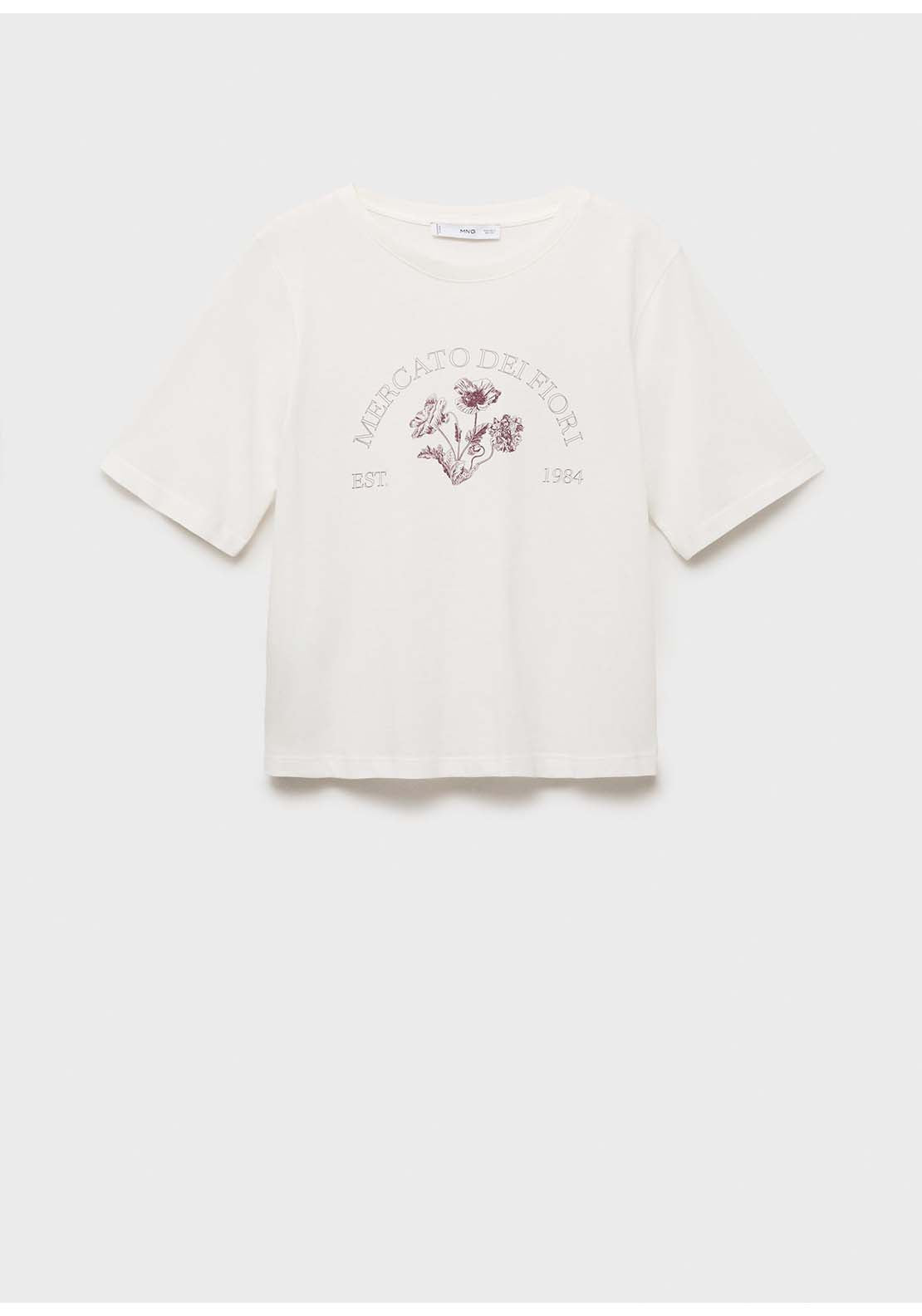 Mango T-Shirt Mercato - Cream 6 Shaws Department Stores