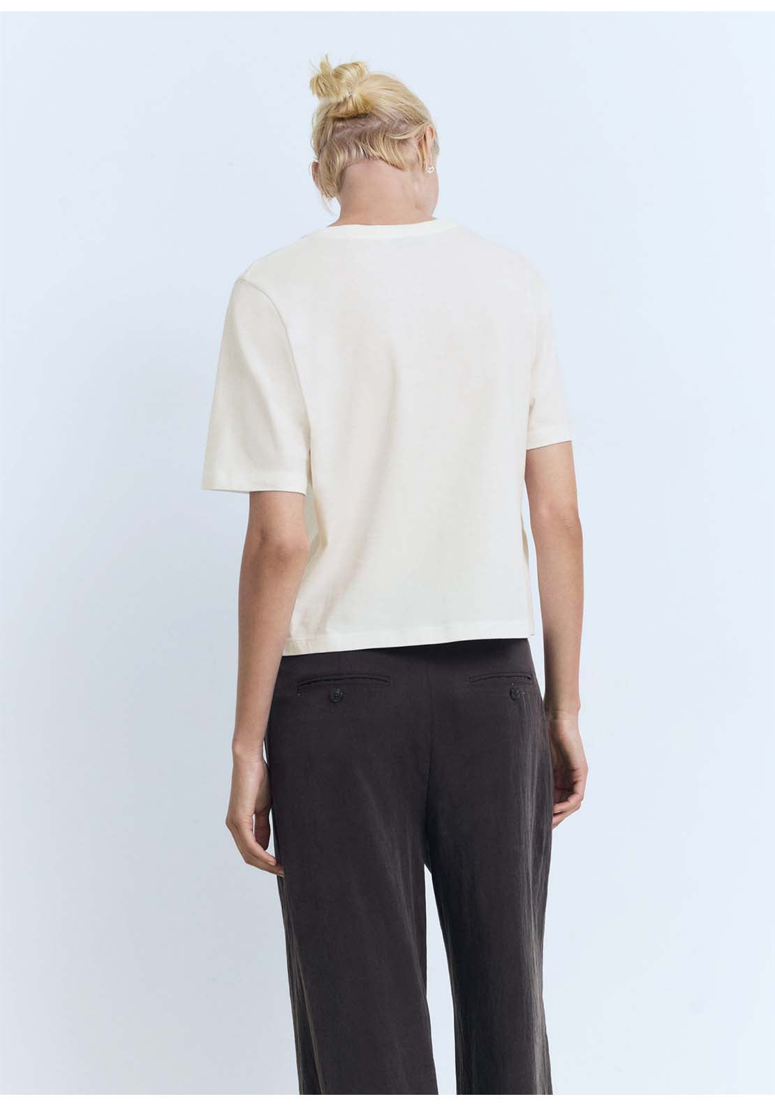 Mango T-Shirt Mercato - Cream 2 Shaws Department Stores