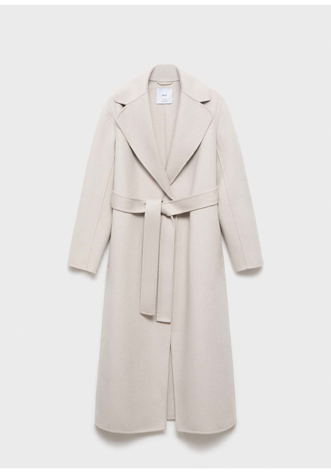 Wool Coat With Handmade Belt - Cream