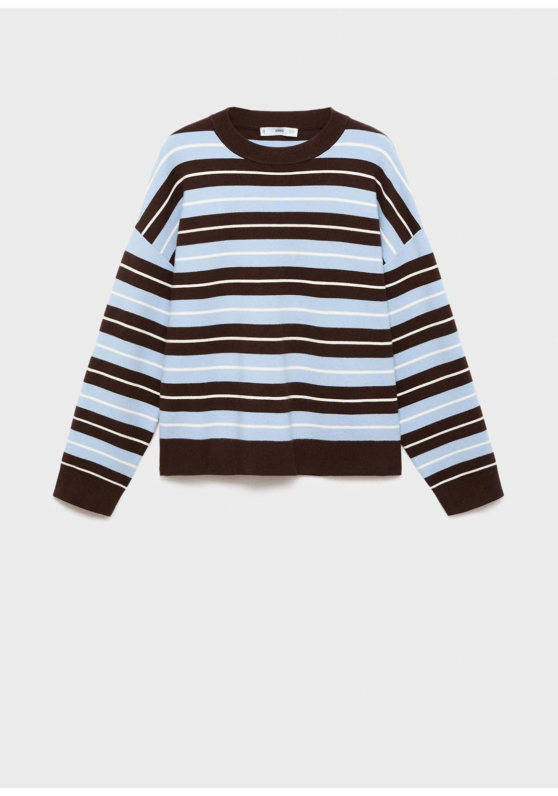 Oversized Striped Sweater - Brown