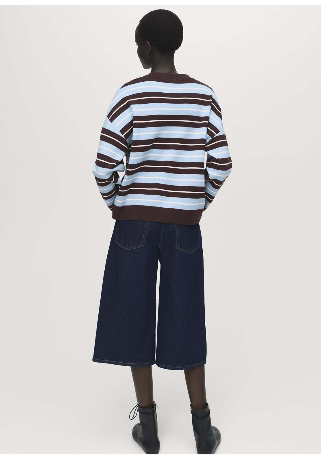 Oversized Striped Sweater - Brown