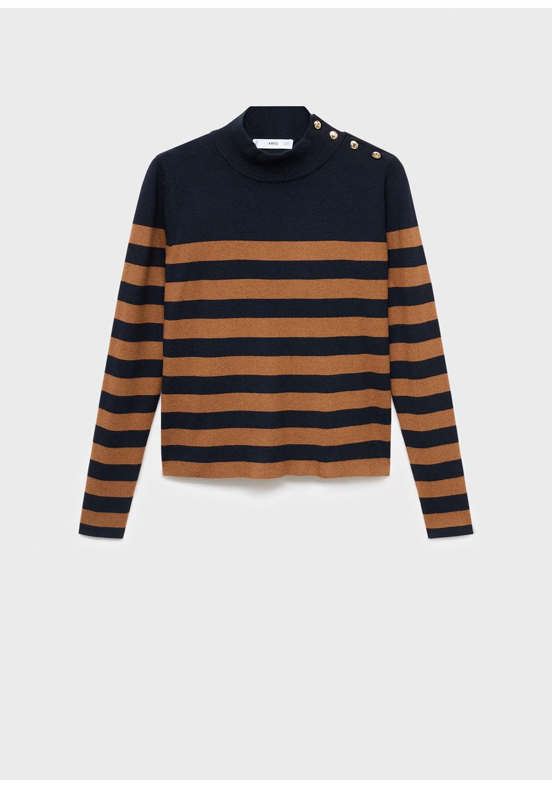 Perkins Neck Sweater With Button - Brown