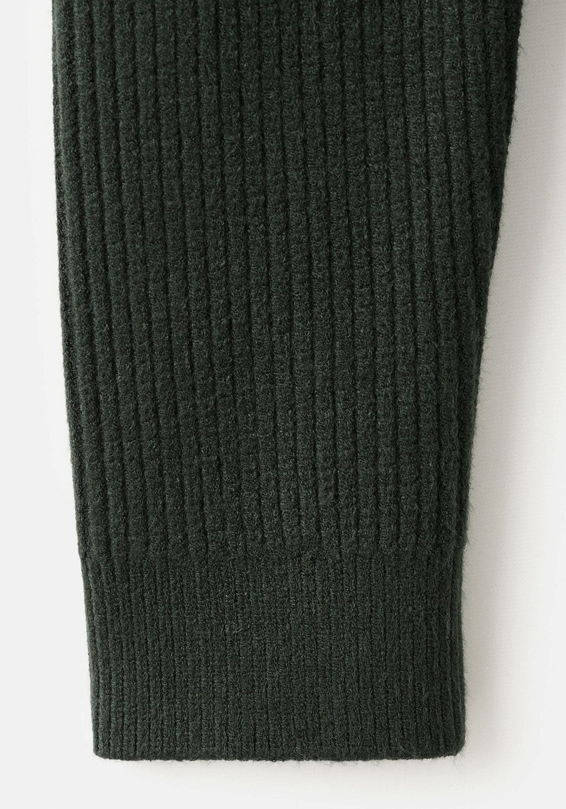 Ribbed Polo Neck Sweater With Buttons - Green