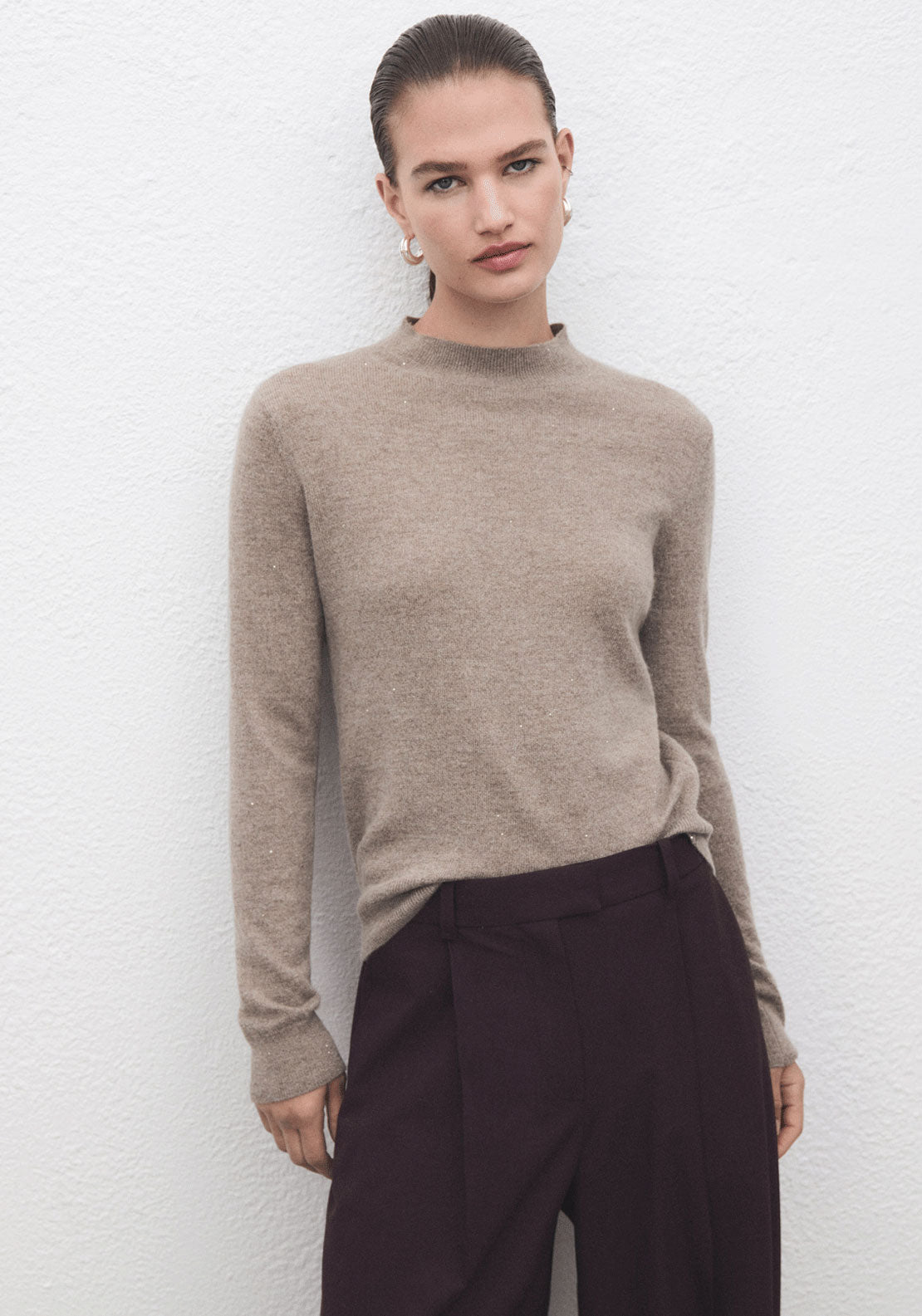 Lurex Knitted Sweater - Beige