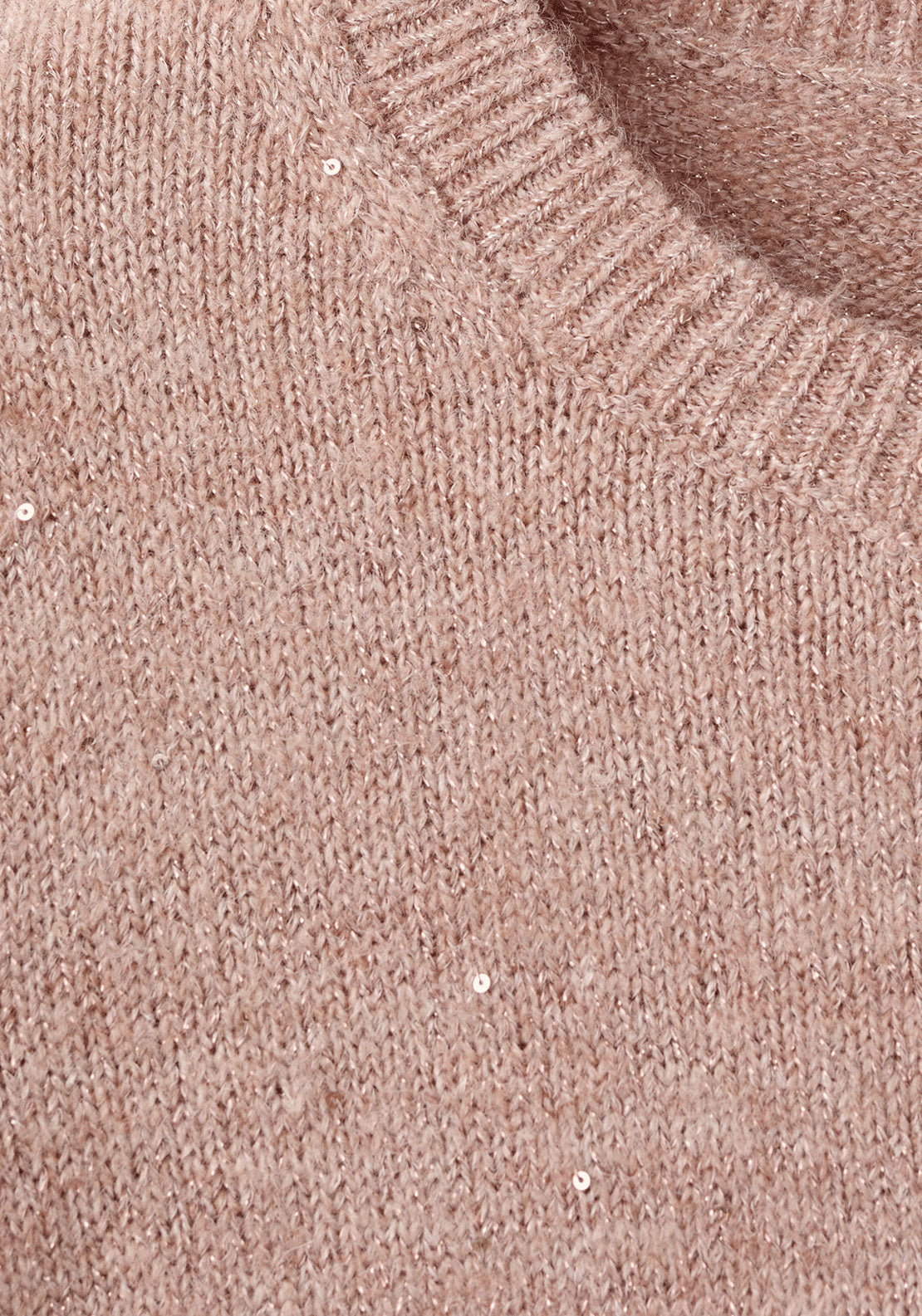 Knitted Lurex Fabric Sweater - Pink