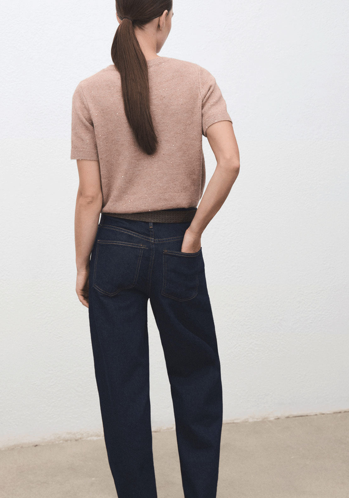 Knitted Lurex Fabric Sweater - Pink