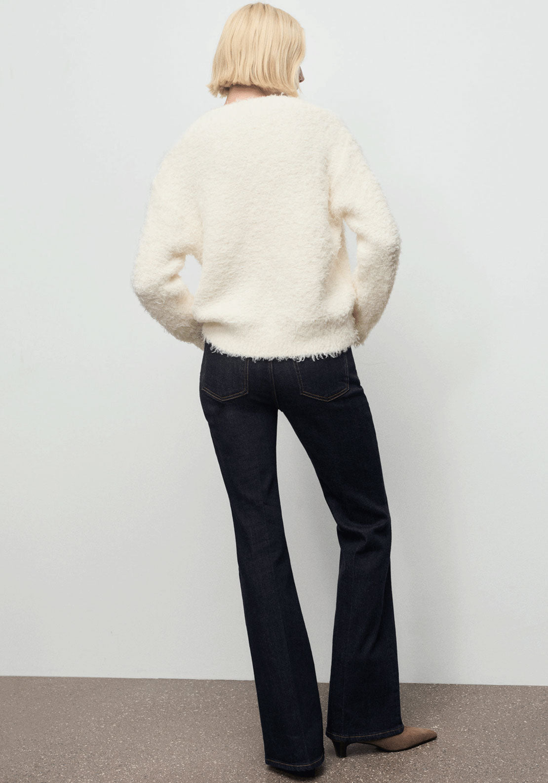 Faux Fur Effect Sweater - Cream