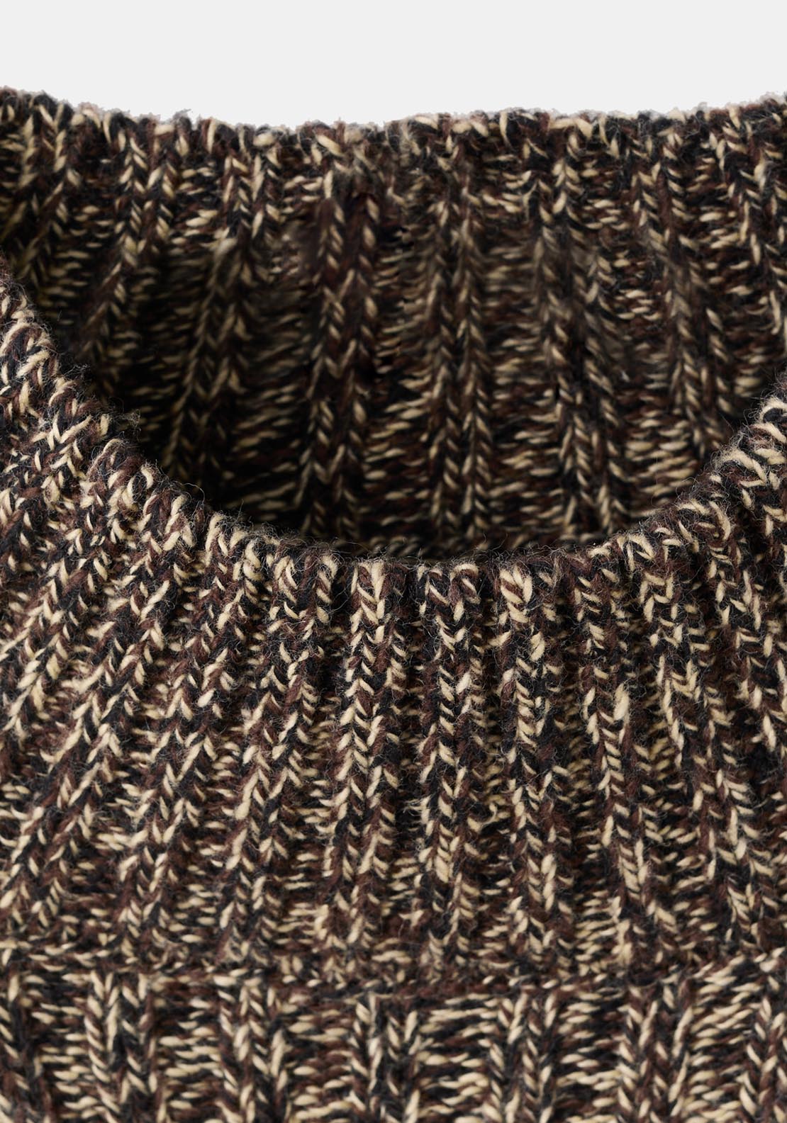 Speckled Perkins Neck Sweater - Brown