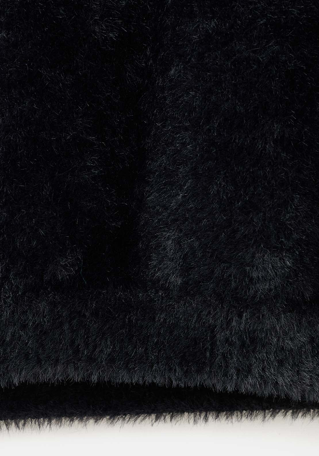 Faux Fur Sweater - Black