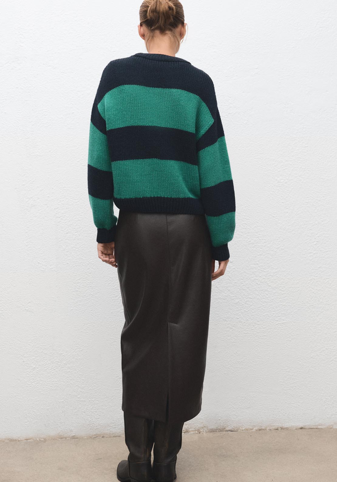 Mango Knit Striped Sweater - Green 2 Shaws Department Stores