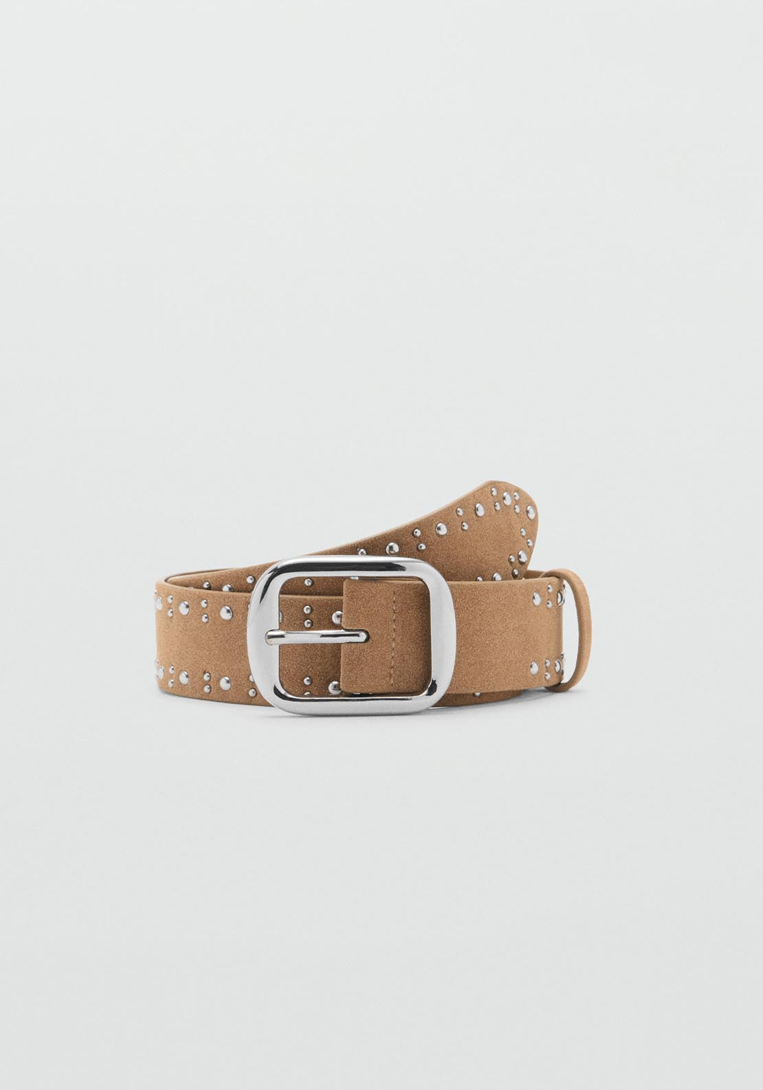 Mango Suede Belt With Studs - Light/pastel Brown 1 Shaws Department Stores