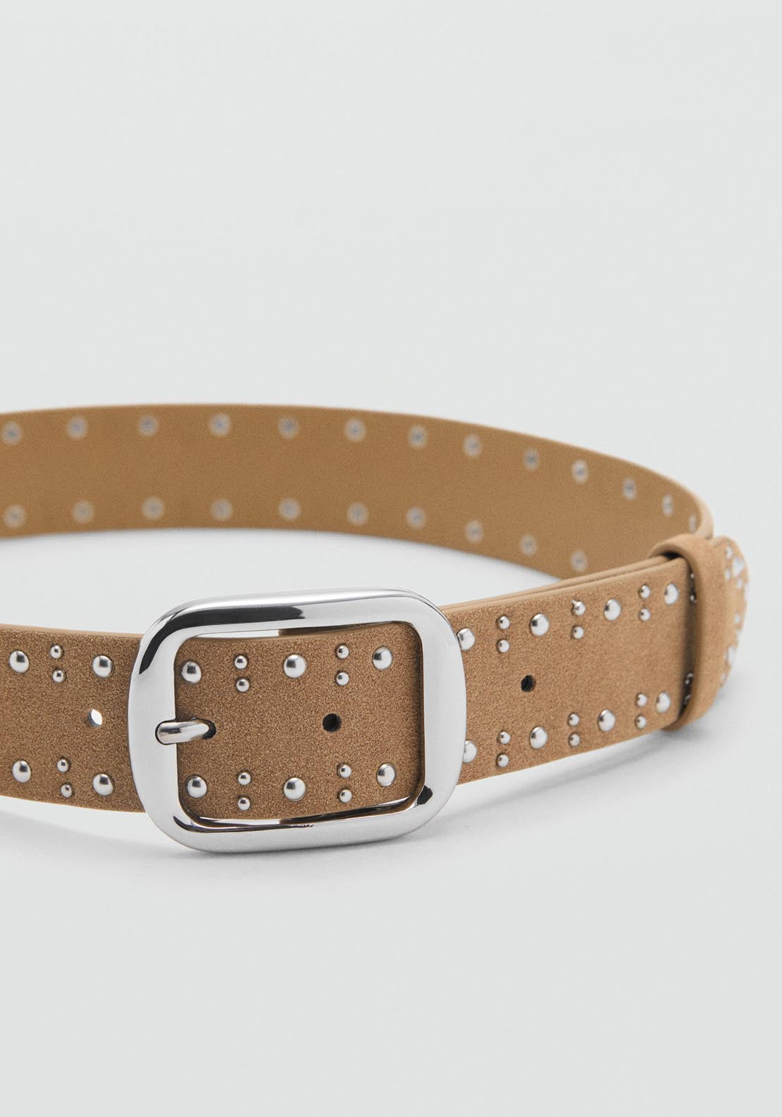 Mango Suede Belt With Studs - Light/pastel Brown 3 Shaws Department Stores