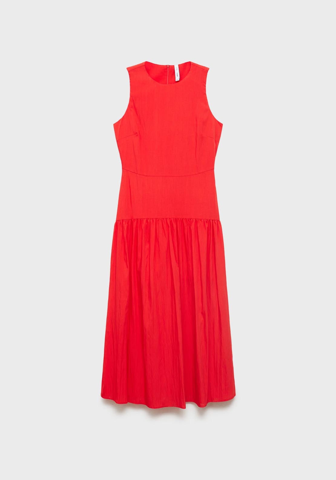 Mango Long Dress With Gathered Hem - Bright Red 7 Shaws Department Stores