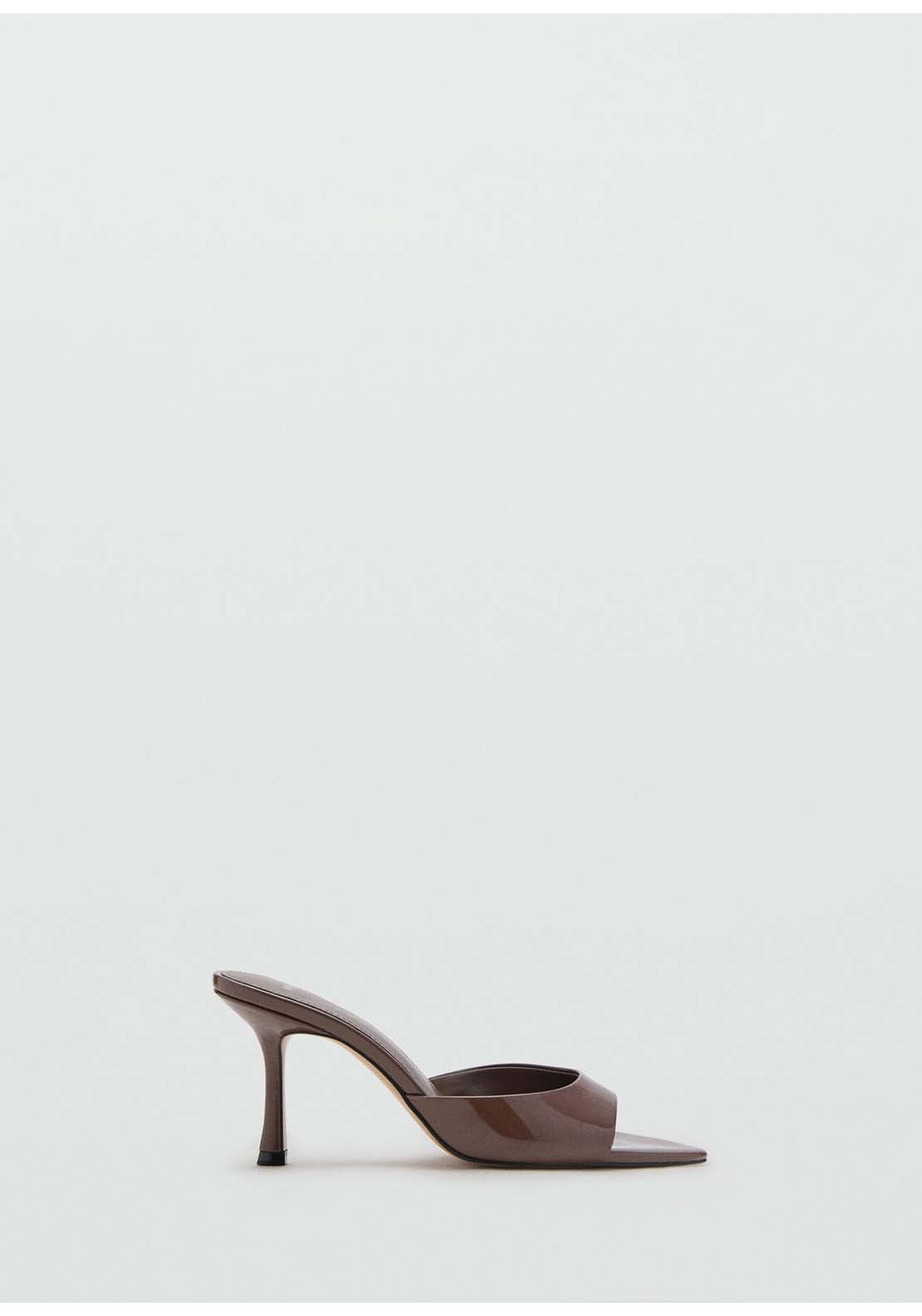 Patent Leather Effect Heeled Sandal - Brown