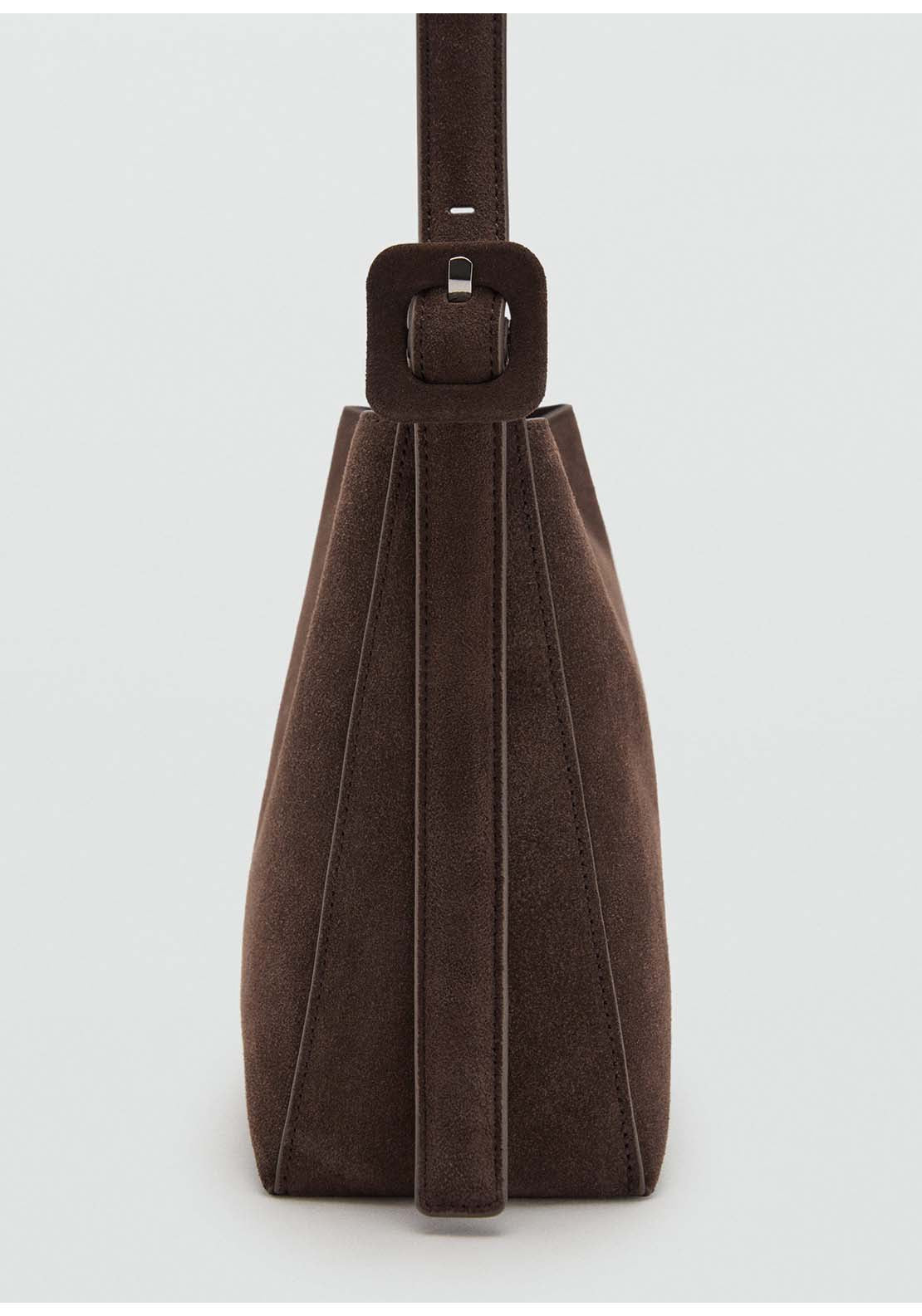 Suede Leather Shopper Bag - Brown