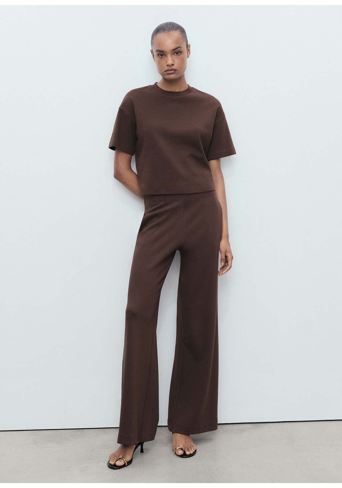 Mango T-Shirt Pico - Brown 4 Shaws Department Stores