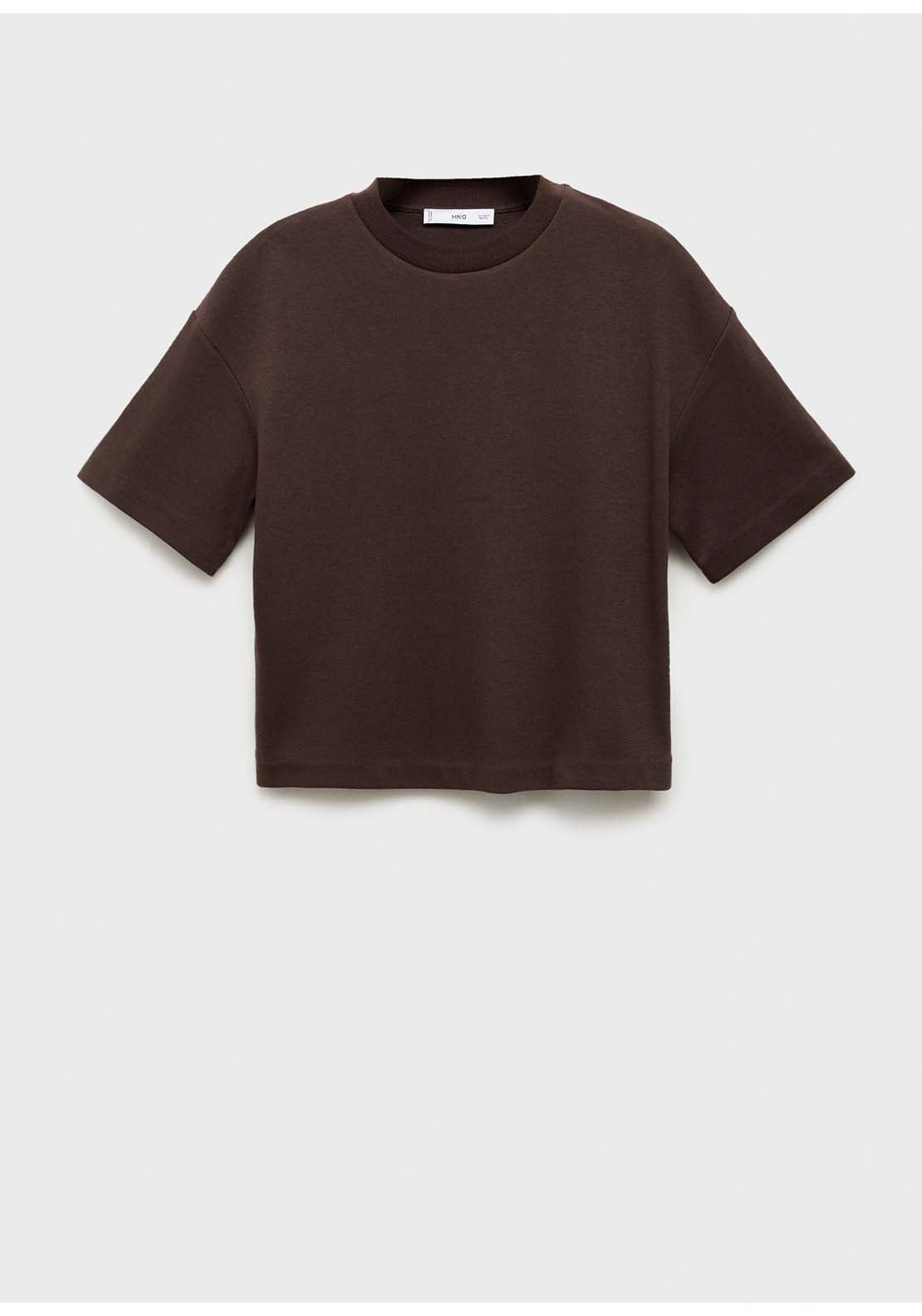 Mango T-Shirt Pico - Brown 5 Shaws Department Stores