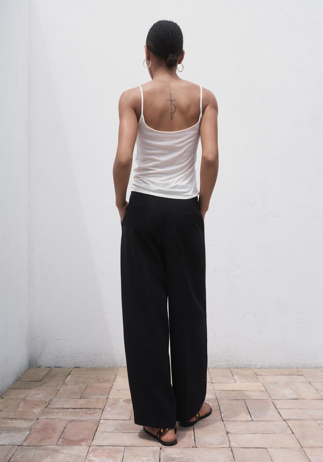 Mango Pleated Wide Leg Trousers - Black 2 Shaws Department Stores