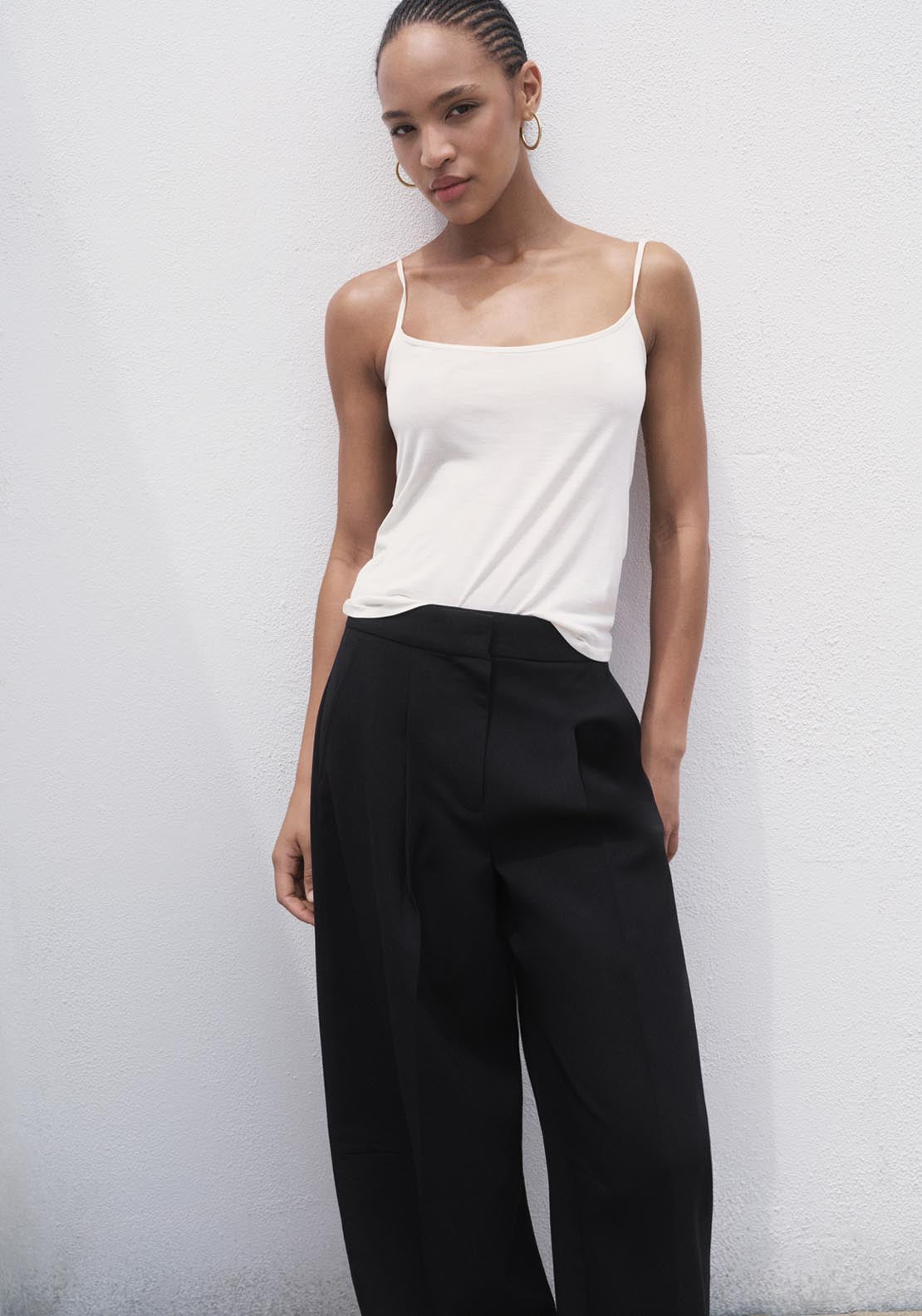 Mango Pleated Wide Leg Trousers - Black 3 Shaws Department Stores