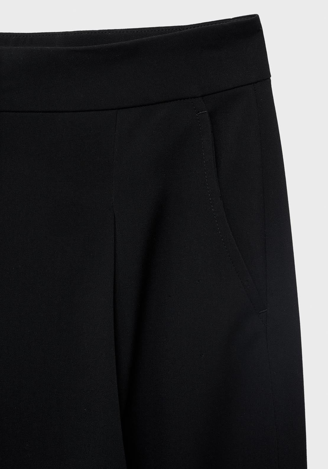 Mango Pleated Wide Leg Trousers - Black 5 Shaws Department Stores